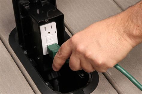 deck electrical box covers|electrical outlet for outdoor deck.